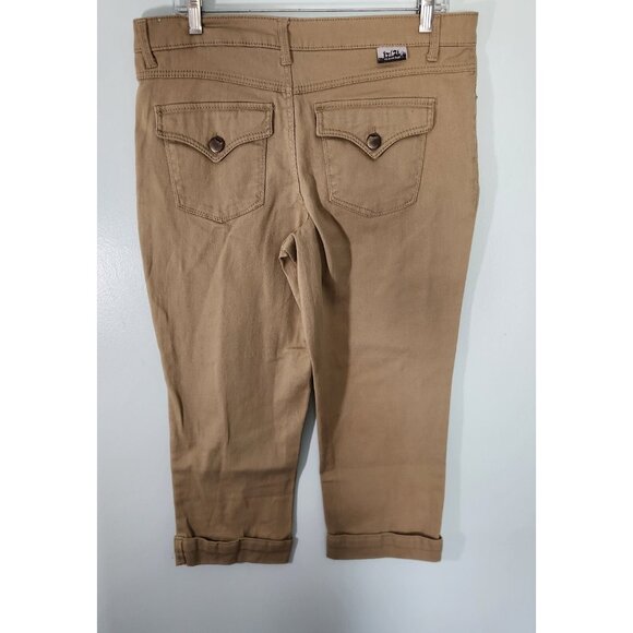 17/21 Exclusive Denim Capri Jeans Cuffed Low Rise Womens Size 10 Beige EUC - Picture 5 of 14